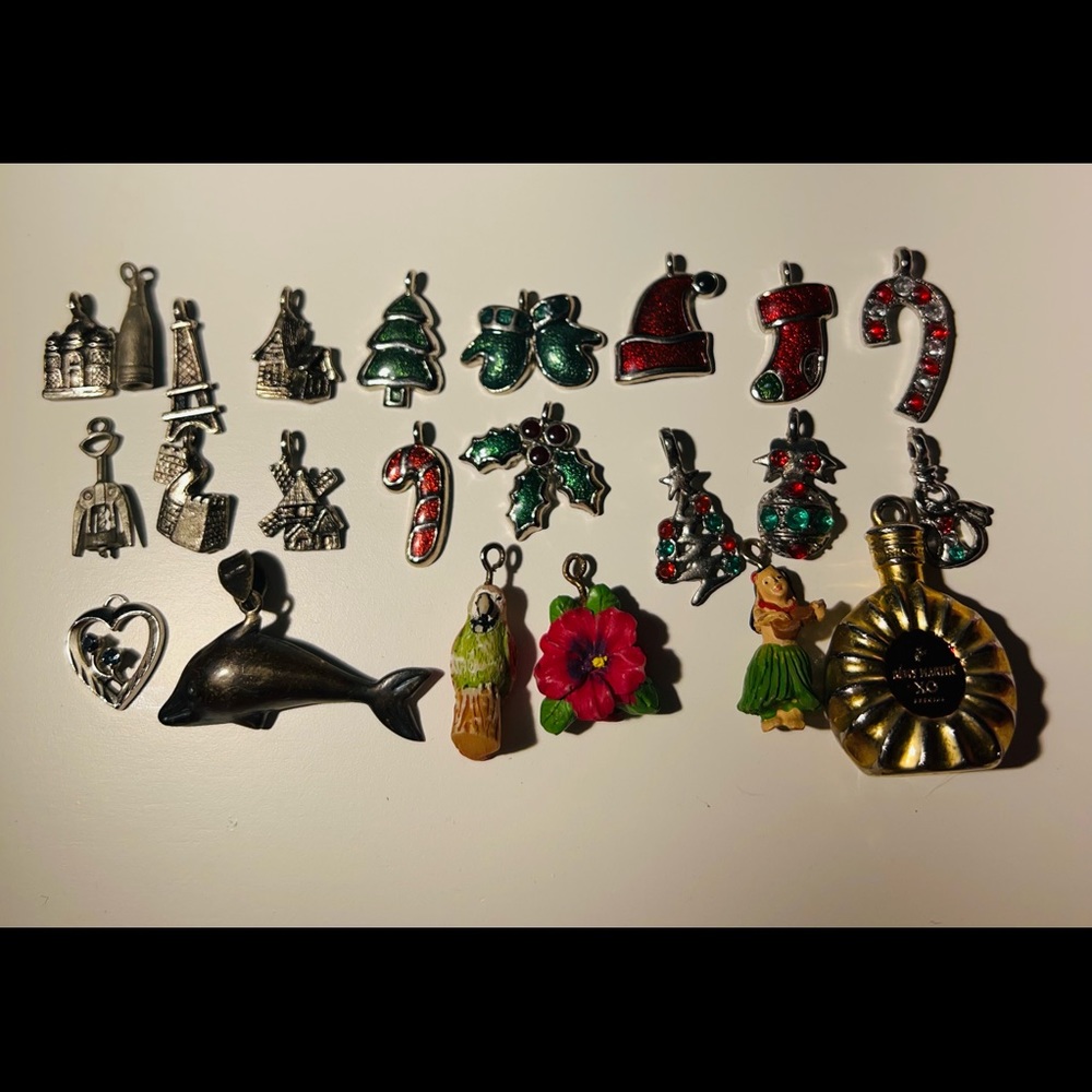 23 Mixed Pendants Charms Assorted Lot